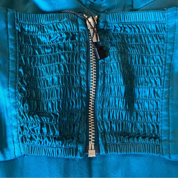 GARAGE Size Medium Corset Top Satin Green Turquoise Boned Zip Back $88 NEW - Picture 11 of 16